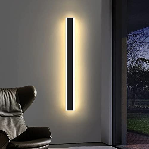 Mikeru Moderne LED Wandlampen, 48W Dimmbare Wandleuchte mit Fernsteuerung, Ip65 Wasserdicht Innen Außenlampe 3000-6000K, 10-100% Helligkeitseinstellung FüR Innenhof, Garage, Pool Außenleuchte, 120cm von Mikeru