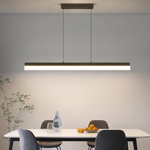 Mikeru Pendelleuchte Esstisch, 32W 80cm Esstischlampe hängend, Kronleuchter Dimmbar Mit Fernbedienung Hängelampe Esstisch, 1-150cm Esszimmerlampe Höhenverstellbar, Für Esszimmer Arbeitzimmer Schwarz von Mikeru