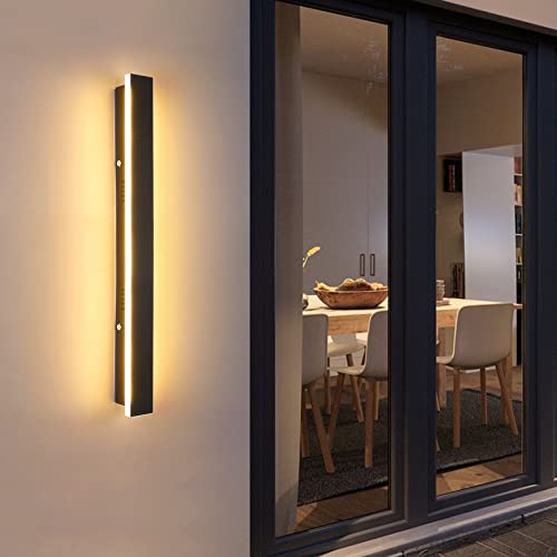 Mikeru Moderne LED Wandlampen, Außen-Patio-Wandleuchten, Indoor Wandlampe, 80cm 36W Langstreifen-Aussenlampe 3000K Schwarze Wandlicht IP65 Wasserdichte für Wohnzimmer Veranda Terrasse Garage von Mikeru