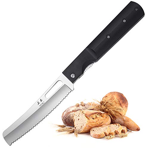Miki 440A Stainless Steel Blade Japanese Kitchen Chet Folding Pocket Knite for Outdoor Camping Cooking,Folding Serrated Knite, Bread Knite von Miki