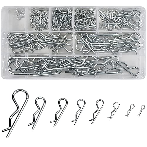 180 Stück Federstecker Set, Edelstahl Federsplinte Federstecker Sortiment, 8 Größen R Clips Federvorstecker, Sicherungsstift Sicherungsklammer Splint Sortiment mit Sortimentsbox für Autos Mechaniker von Mikihat