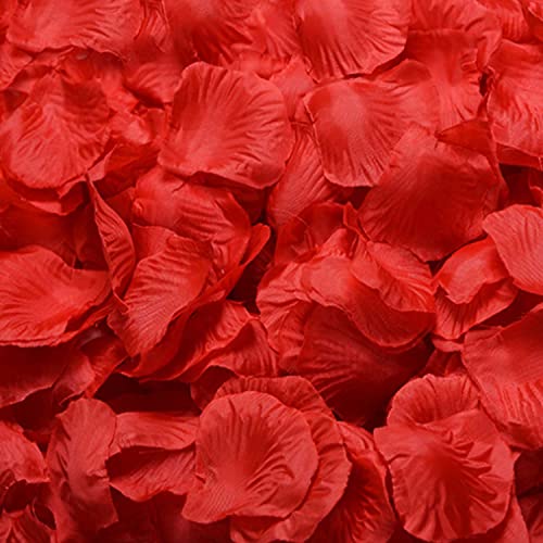 Mikihat 1200 Stück Rosenblätter, Rosenblätter Hochzeit, Rosenblätter Kunstblumen Seidenblumen Rosenblatter Blumen für Hochzeit Geburtstag Valentinstag Geständnis Romantische Dekoration (Rot) von Mikihat