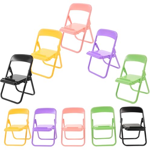 Mikikit 1 Satz Handyhalter Faltbar Hoch Miniaturmöbel Mobile Miniatur-klappstuhlmodell Für Mini-stuhl-modell Mini-klappstuhl Mikrolandschaftsdekor Mini-möbelmodell 10 Stück von Mikikit