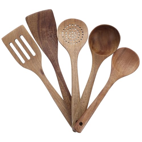 Mikikit 1 Satz Holz geschirr set Holzutensilien zum kleine Holzlöffel Besteck aus Holz Holzlöffel Masse Holzlöffel zum Brown von Mikikit