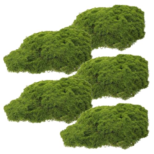 Mikikit 1 Satz Mooshaut-moosblock Kleiner Moosblock Mikro-landschaftsblockdekor Emulierter Moosiger Block Lebensechter Moosblock Kleine Moosige Blöcke Gartenmoosblöcke Plastik 5 Stück von Mikikit