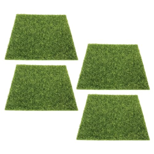 Mikikit 1 Satz Simulierte Rasendekoration Künstlicher Grasteppich Kunstrasenpflanze Teppiche Draußen Patch Landschaftsbaudekor Gefälschte Grasmatte Plastik Green 4 Stück von Mikikit