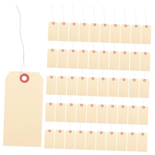 Mikikit 100 Stck Versandetiketten mit Stabilen Eisendrahtbefestigungen Robuste Manila Drahtanhänger zum Beschriften Vielseitige Verpackungsetiketten für Pakete und Fracht von Mikikit