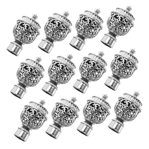 Mikikit 12 Stück Teiliges Fenster Gardinenstangen Endstücke aus Robustem Abs Kunststoff Silberfarbene Hohl Gestaltete Dekorative Gardinenstangenkappen Einfache Montage Vielseitig für von Mikikit