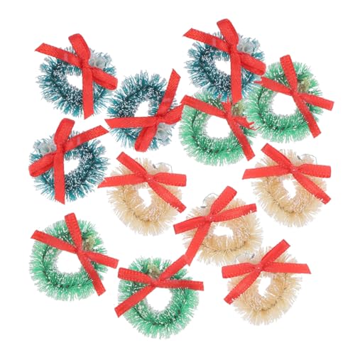 Mikikit 12 Stück Teiliges Mini Weihnachtskranz aus Sisal mit Schmetterlingsschleife Bunte Kleine Hängekränze in Grün und Weihnachtsdeko für DIY Puppenhaus Festlichkeiten Mikikit 12 Stück Teiliges Mini Weihnachtskranz aus Sisal mit Schmetterlingsschleife Bunte Kleine Hängekränze in Grün und Weihnachtsdeko für DIY Puppenhaus Festlichkeiten von Mikikit