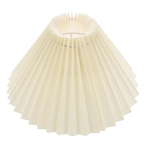Mikikit Plissierter Lampenschirm E27 Vintage Licht Abdeckung Aus Stoff Dicker Lampenschirm Für Schlafzimmer Dekorative Tischlampe Und Stehlampe Beige von Mikikit