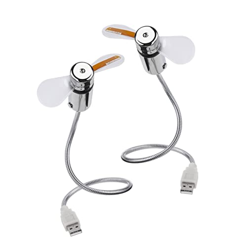 Mikikit Mini-lüfter-set Mit 2 Stück Leise Farbenfroh Kreisförmiges Display Für Desktops Laptops Silber von Mikikit