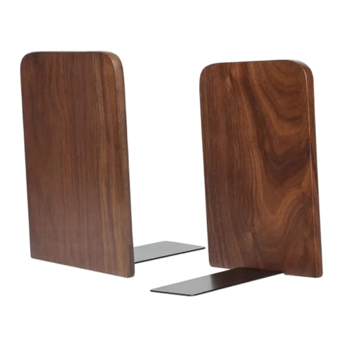 Mikikit 2stücke Teiliges Holz Buchstützen Mit Metallbasis Stabile Und Praktische Buchhalter Für Schreibtisch Und Büro Einfache Organisation Von Büchern Dokumenten Und Magazinen von Mikikit