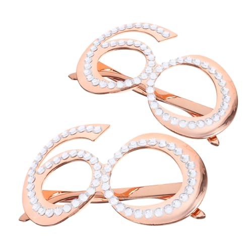 Mikikit 2stücke Jahre Jubiläumsfeier Sonnenbrille Mit Glitzer-Rhinestones Lustige Partybrille Für Geburtstagsfotos Tragbare Party-Dekoration Für Erwachsene von Mikikit