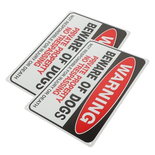 Mikikit 2 Stück Hundewarnschild aus Robustem Eisen Klare Sichtbare Gartenschilder zur Außenwarnung Einfach zu Montieren als Warnschild für Freilaufende Hunde und Haussicherheit von Mikikit