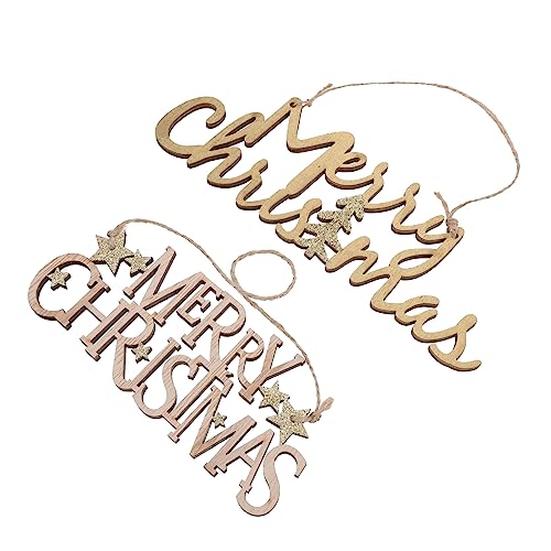 Mikikit 2 Stück Weihnachtliche Holzschild Teilig Umweltfreundlich Langlebig Tür und Wanddeko Festliche Atmosphäre für Zuhause Geschäft Leicht und Stilvoll von Mikikit