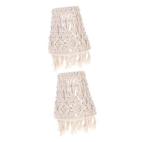 Mikikit 2St Boho-Lampenschirm Fransenbesatz Kronleuchter Lichtschirm Makramee-Lampenschirm lampenschirme für tischlampe boho lampenschirm Lichtschatten Ersatzlampenschirm Baumwollseil von Mikikit