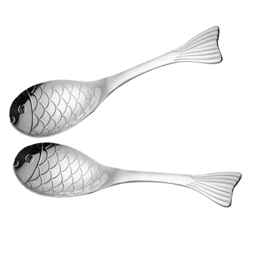 Mikikit 2Stücke Fischlöffel für Suppen Desserts Langlebige Servierlöffel Verspieltem Design für Buffets Familienfeiern Formelle Anlässe von Mikikit