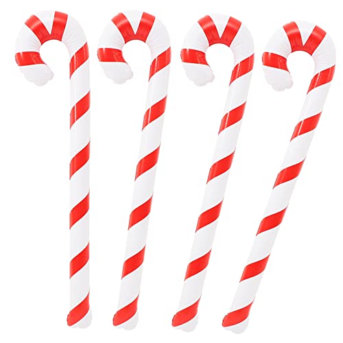 Mikikit 4 Stück Aufblasbare Weihnachtszuckerstangen aus Hochwertigem PVC Bunte Candy Canes Ballons Langlebige Indoor und Outdoor Deko für Festliche Xmas Party von Mikikit