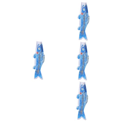Mikikit 4 Stück Karpfenflaggendekoration Karpfen-Windsack-Streamer Und Fischfahnen fliegend Japan Koinobori Windsocken Windsackfahnen für draußen Karpfen-Flagge Stoff Blue von Mikikit
