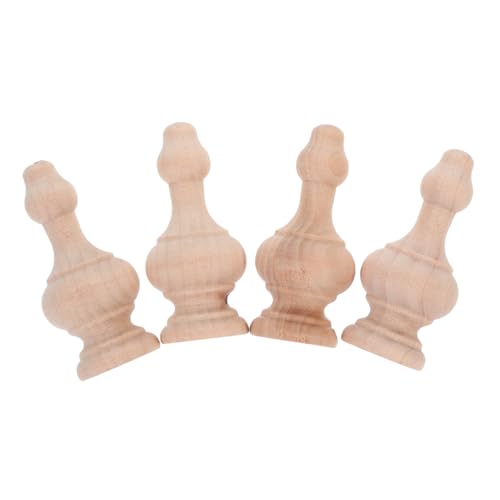 Mikikit 4 Stück Kleine Brücke Deko Tischdeckel Balkontisch Hängend Balusterspindeln Runder Massiver Baluster Möbelstabilisatoren Unvollendete Bogenbrückenmodelle Khaki Holz von Mikikit