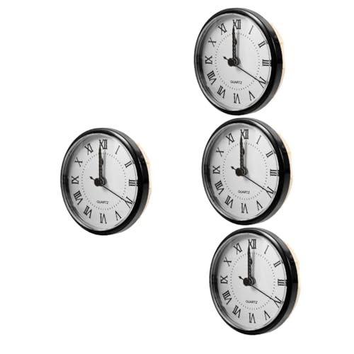 Mikikit 4 Stück Quarzuhr Digital Wecker Wanduhren Lautlos Wanduhr Quarz Kleine Uhr Ersatz Große Wanduhr Einsteckuhren Uhr Einsteckwecker Uhrkopf Kunststoff Schwarz von Mikikit