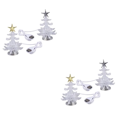 Mikikit 4 Stück leuchtendes Baumlicht bürodeko büro dekoration weihnachtsmitbringsel wheinachtsgeschenke weihnachtspräsent Wurf Weihnachtsbaum USB-Computer-Nachtlicht RGB-Blinklicht von Mikikit