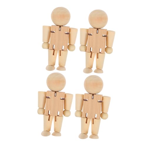 Mikikit 4Stücke Unfertige Holzroboter zum Bemalen Verstellbare Holzfiguren DIY Kunsthandwerk für Kunstprojekte Verschiedene Cartoon Designs Mikikit 4Stücke Unfertige Holzroboter zum Bemalen Verstellbare Holzfiguren DIY Kunsthandwerk für Kunstprojekte Verschiedene Cartoon Designs von Mikikit
