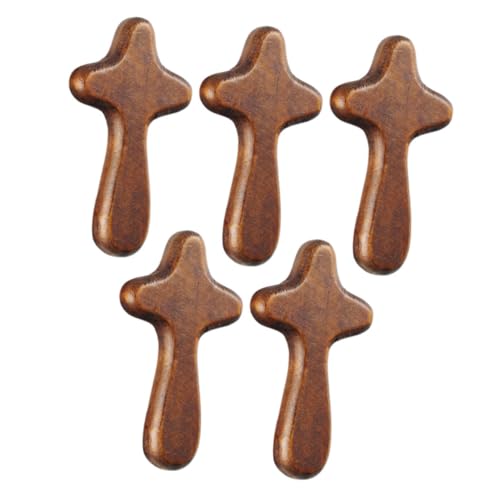 Mikikit 5 Stück Teiliges Holz Kreuz Dekoration Religiöses Robustes Holzornament für Tisch Wand Gebet Vielseitig für Wohnzimmer Schlafzimmer Büro Katholische Glaubenskunst von Mikikit