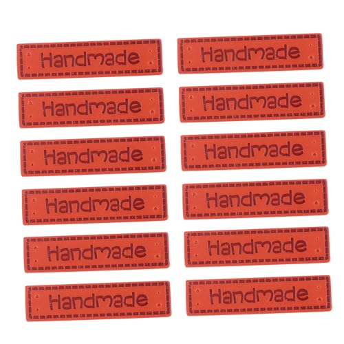 Mikikit 50 Stück Handgefertigte Lederetiketten mit Loch zum Annähen Geprägte DIY Kleidung Labels für Stricken Taschen Hüte Flexible Synthetische Lederlabels für Modeaccessoires von Mikikit