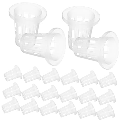 Mikikit 50 Stück Hydroponischer Gemüsekorb Pflanzenkorb Netztöpfe hydrokultur pflanzer klare Töpfe hydroponisches anzuchtsystem hydroponic System Töpfe Pflanzen Netztopf Plastik Weiß von Mikikit