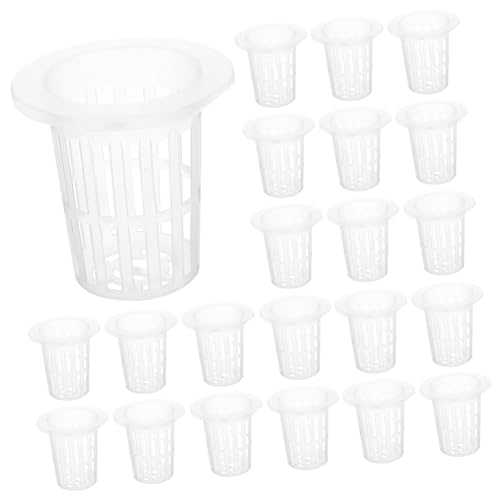 Mikikit 50 Stück Hydroponischer Gemüsekorb klare Pflanzentöpfe Netzbecher hydroponisch stapelbare Blumentöpfe Gartenkörbe Blumentopfgitter Pflanzentopf Netztöpfe Netztopf Plastik Weiß von Mikikit