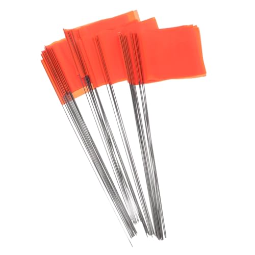 Mikikit 50 Stück Markierungsflaggen mit Stabilem Stab Langlebig und Wetterfest für Garten Bewässerung Sprinkler und Baustellen Orange Signalfahnen zur Sicheren Bodenmarkierung von Mikikit