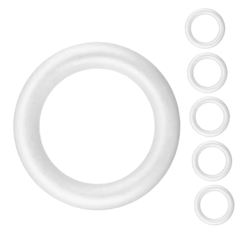 Mikikit 6 Stück Schaumringdekoration Kunsthandwerk Mousse Herstellung Kranz liefert Schaumstoffkreis zum Selbermachen DIY -Kranz Kranzformen zum Basteln runde Formen Kranz-Kit Weiß von Mikikit