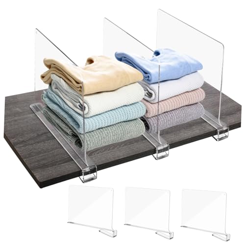 Mikikit 6 Stücke Transparente Schrank Regalteiler aus Robustem Kunststoff Vertikale Trennwände für Schrankorganisation Vielseitig Einsetzbar für Kleiderschränke und Bücherregale von Mikikit