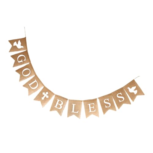 Mikikit Babyparty Deko Girlande Fischschwanz Banner aus Leinen Wiederverwendbar für Shower Party Dekoration Innenbereich God Bless Taube von Mikikit
