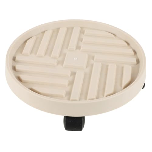 Mikikit Bewegliches Pflanzentablett mit Runder Blumentopfuntersetzer aus Stabilem PP Atmungsaktiv und Praktischer Pflanzenroller für Drinnen und Draußen Innen Cremeweiß von Mikikit