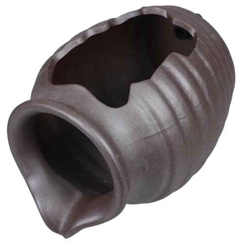 Mikikit Brunnen fließendes Wasser Tontopf Tülle Indoor-Wasserbrunnen Hof Gartenbrunnen im Freien Mini Brunnendekor Innenwasserfall Topfbrunnen Tank Fisch Keramik Brown von Mikikit