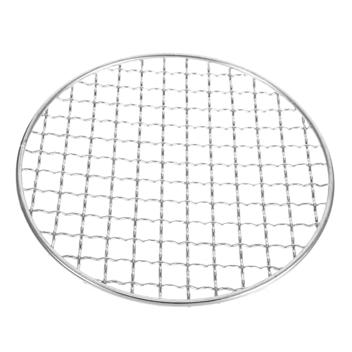 Mikikit Gitter Edelstahl Rund Grillnetz Ofen Backnetz Mesh Grillmatte Edelstahl Rund Rack Barbecue Net Grill Topper Runde Kühlgitter Silber Edelstahldraht von Mikikit
