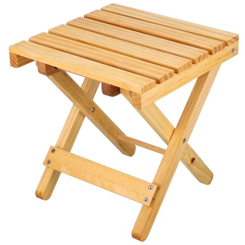 Mikikit Klappbarer Beistelltisch Aus Holz Kleiner Holztisch Tragbarer Tisch Für Draußen Pflanzenständer Serviertisch von Mikikit