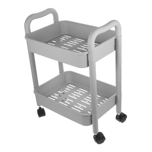 Mikikit Küchenwagen Zweischichtiger Badezimmer Organizer aus Material Mobiler Rollcontainer Platzsparend für Badezimmer und Küchen Modisches Design Großer Stauraum von Mikikit