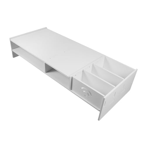 Mikikit Kunststoff Schreibtisch Monitor Riser Steigleitungen Display Steht Schreibtisch Bücherregal Monitor Riser Weiß von Mikikit