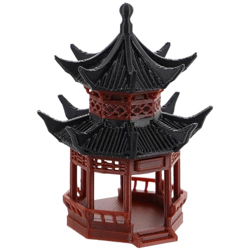 Mikikit Mikro-landschaftsverzierung Bonsai-landschaftsdekor Mikro-landschaftsgartendekoration Miniatur-landschaftsdekor Miniatur-pavillon-Statue Bonsai-pagode Brown Plastik von Mikikit