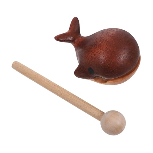 Mikikit Holz Wal Figur Mit Schlägel Tempelblock Rhythmusinstrument Dekoration Für Auto Armaturenbrett Musikalische Deko Oder Bürocoration Meerestier Statue Küstendekor von Mikikit