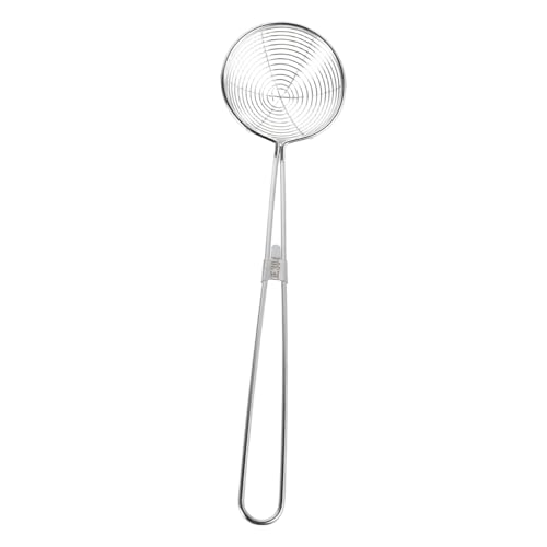 Mikikit Pearl Seiherlöffel Küchenabtropfsieb Netz Lebensmittelsieb Schaumlöffel Großes Schaufelsieb Schlitzschaumlöffel Großer Schaumlöffel Schaumlöffelsieb Silber Edelstahl von Mikikit