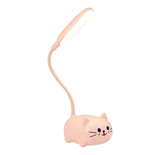 Mikikit Rosa Kätzchen-Tischlampe Schreibtischlampen Katze Schreibtischlampe rosa lampe kawaii lampe schreibtisch zubehör rosa Tischlampe Nachtlampe für Mädchen LED abgeben Student Plastik von Mikikit