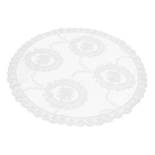 Mikikit Runde Tischdecke Spitzentischdecke Rund Tischdecke Im Freien Tischschutz Camping-tischdecke Klarer Tischdeckenschutz Weiß Polyester von Mikikit