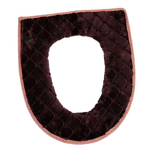 Mikikit Toilleten Sitz gepolstert Schaum Weiß Plüsch wc wärmer Matte Badezimmer Dekoration baddekorationen badaccessoire universelle Toilettensitzauflagen Toilettensitzpolster Brown von Mikikit