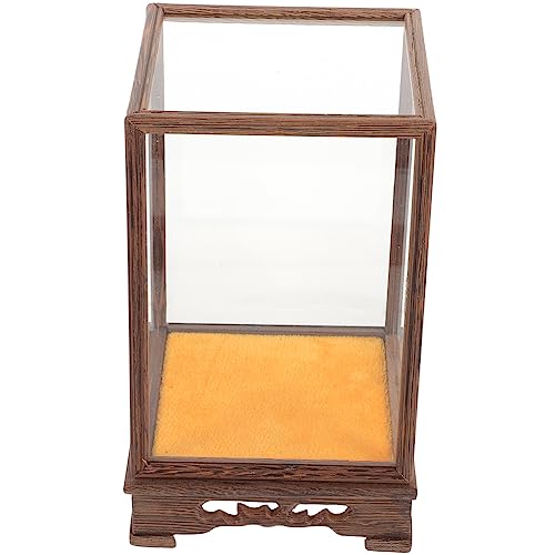 Mikikit Transparente Vitrine aus Holz und mit Staubschutz Stabile Aufbewahrungsbox für Figuren und Kunsthandwerk Dekorativer Displayständer für Wohnzimmer Kinderzimmer Büro von Mikikit
