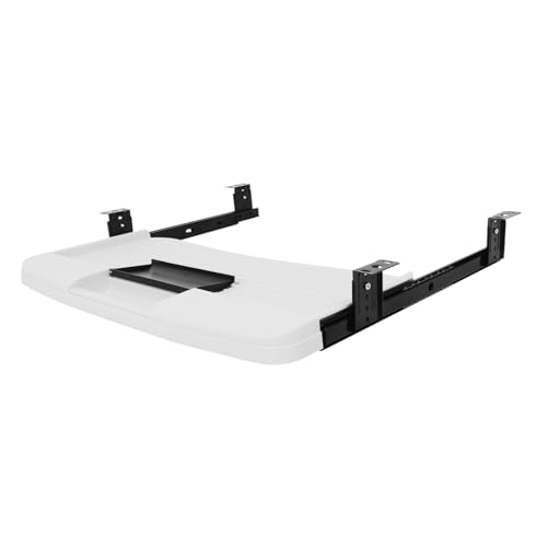 Mikikit Verstellbare Tastaturablage aus Abs und Geräuschloser Schubladentyp Ergonomischer Neigungswinkel Platzsparend für Schreibtischunterseite für Büro und Home Office von Mikikit