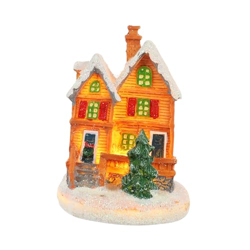 Mikikit Weihnachtliche Resin Mikrohaus Dekoration mit Beleuchtung Mini Weihnachtsdeko für Tisch und Fenster Langlebiges Resin Kunsthandwerk für Festliche Atmosphäre Mikikit Weihnachtliche Resin Mikrohaus Dekoration mit Beleuchtung Mini Weihnachtsdeko für Tisch und Fenster Langlebiges Resin Kunsthandwerk für Festliche Atmosphäre von Mikikit